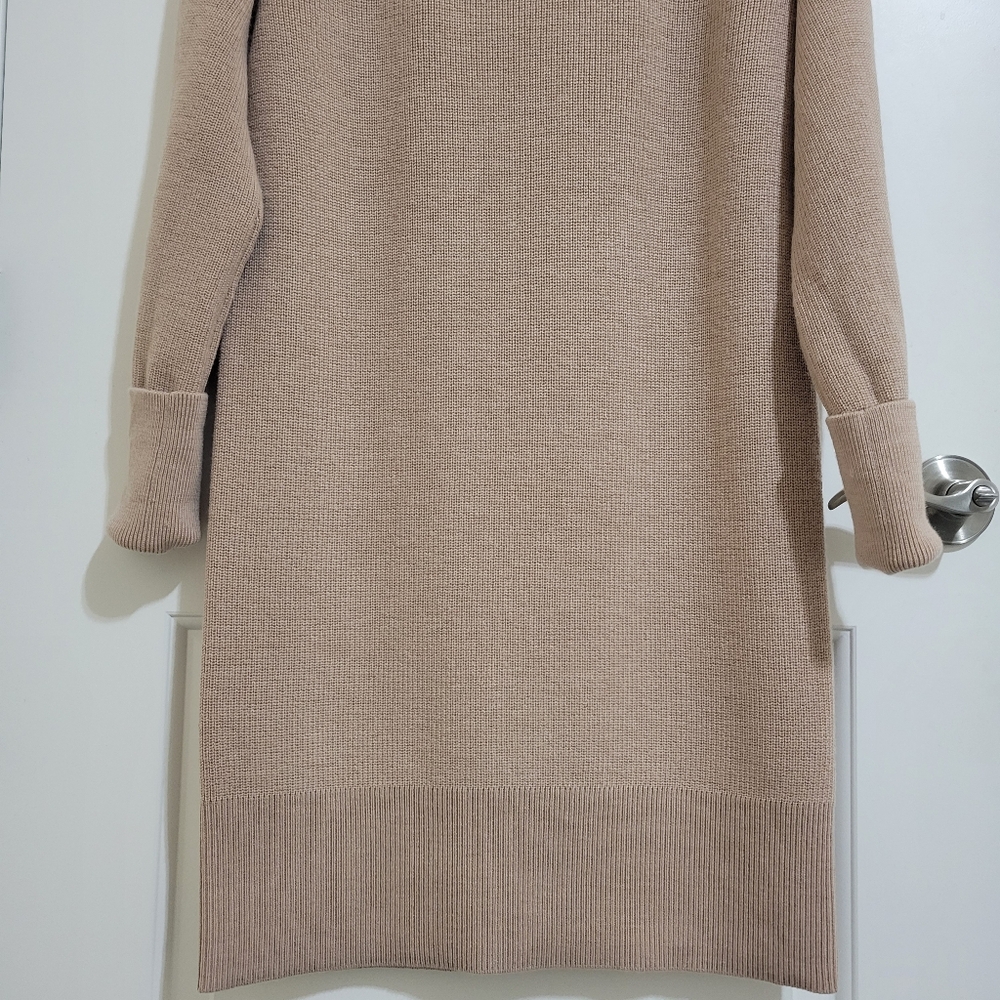 Banana Republic Mock Neck Responsible Wool Merino Mini Dress M Sand Dune - Picture 4 of 10